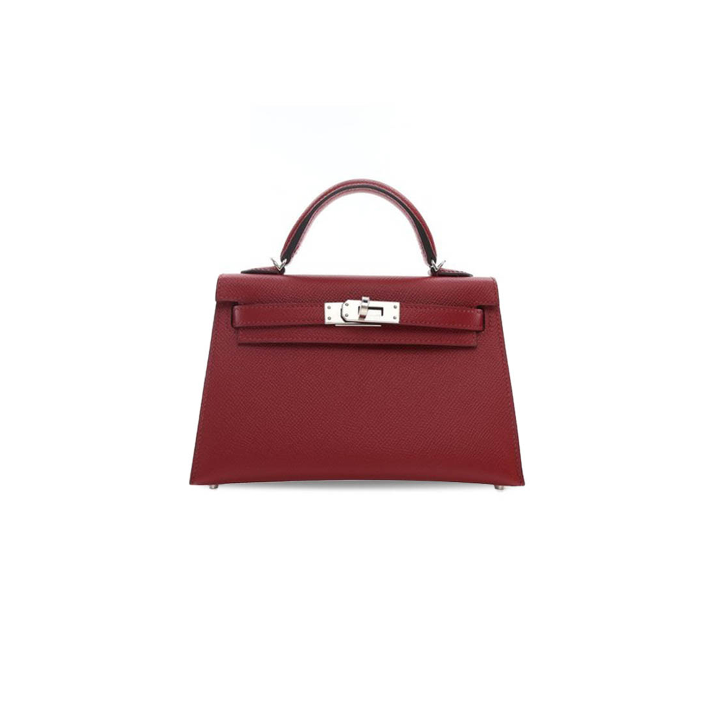 HERMÈS MASTER MINI KELLY II EPSOM BURGUNDY SILVER BUCKLE (19*12*5.5cm)